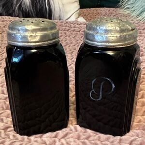 Vintage Black Salt and Pepper Shaker Set